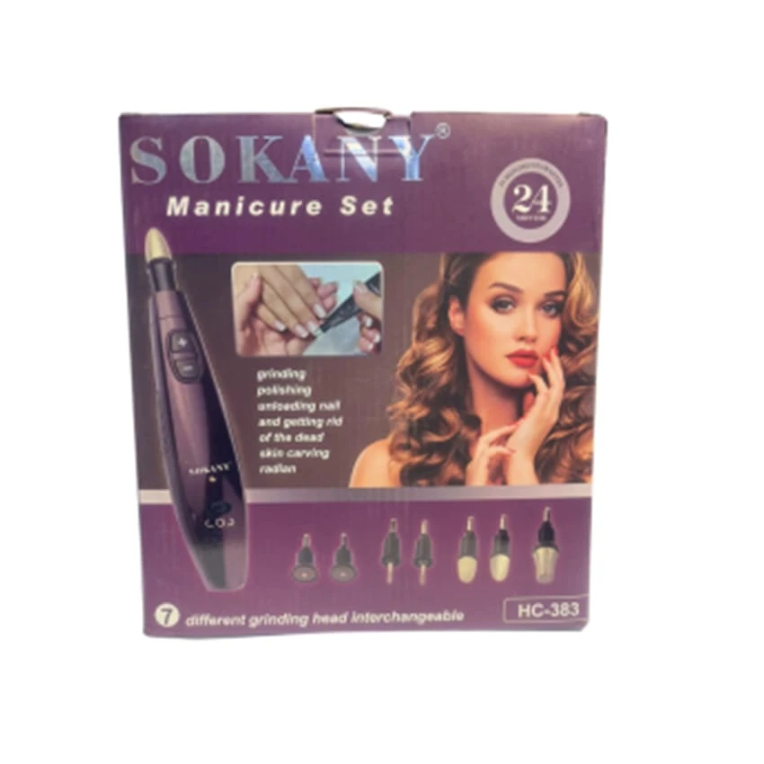 Adjustible Speed Nail Manicure Set Sokany with 7 Different Grinding Heads