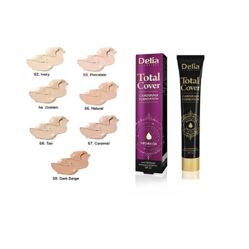 ديليا كريم أساس مموه بتغطية كاملة بزيت الأرغان + عامل حماية من الشمس SPF20