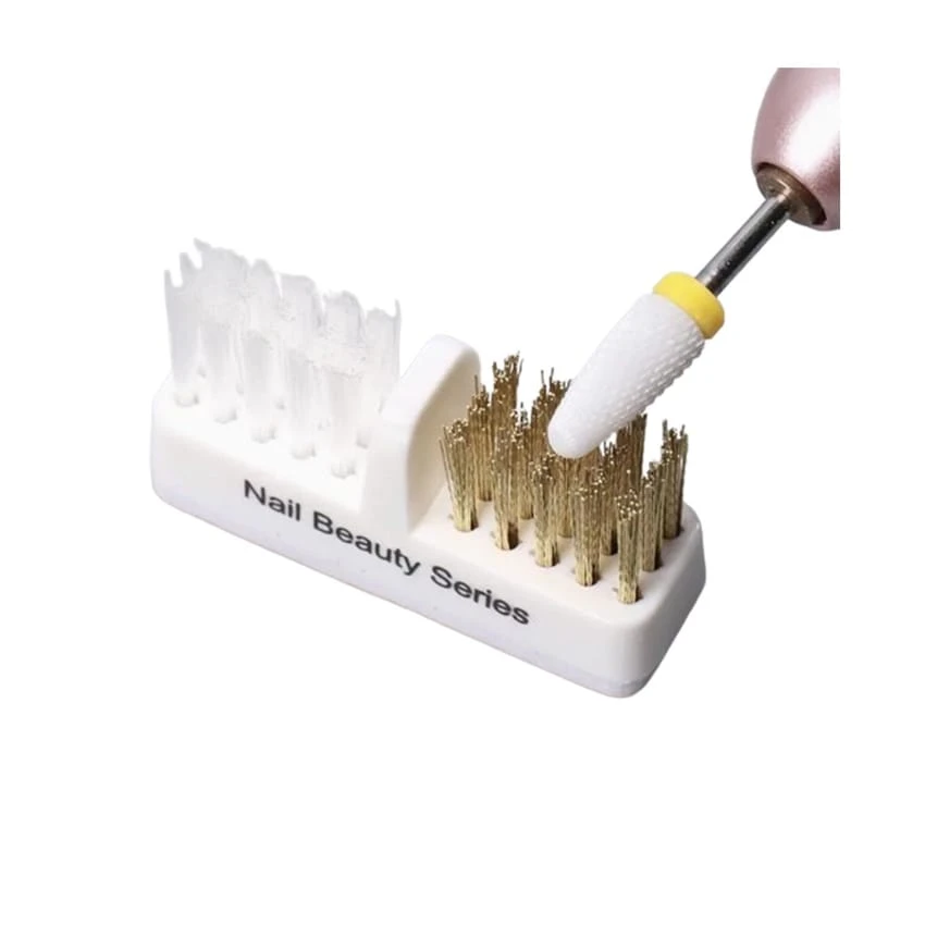 Electric Nail Grinding Head Cleaning Brush Portable Manicure Drills Bits Dual Copper Wire Brush Clean Tools