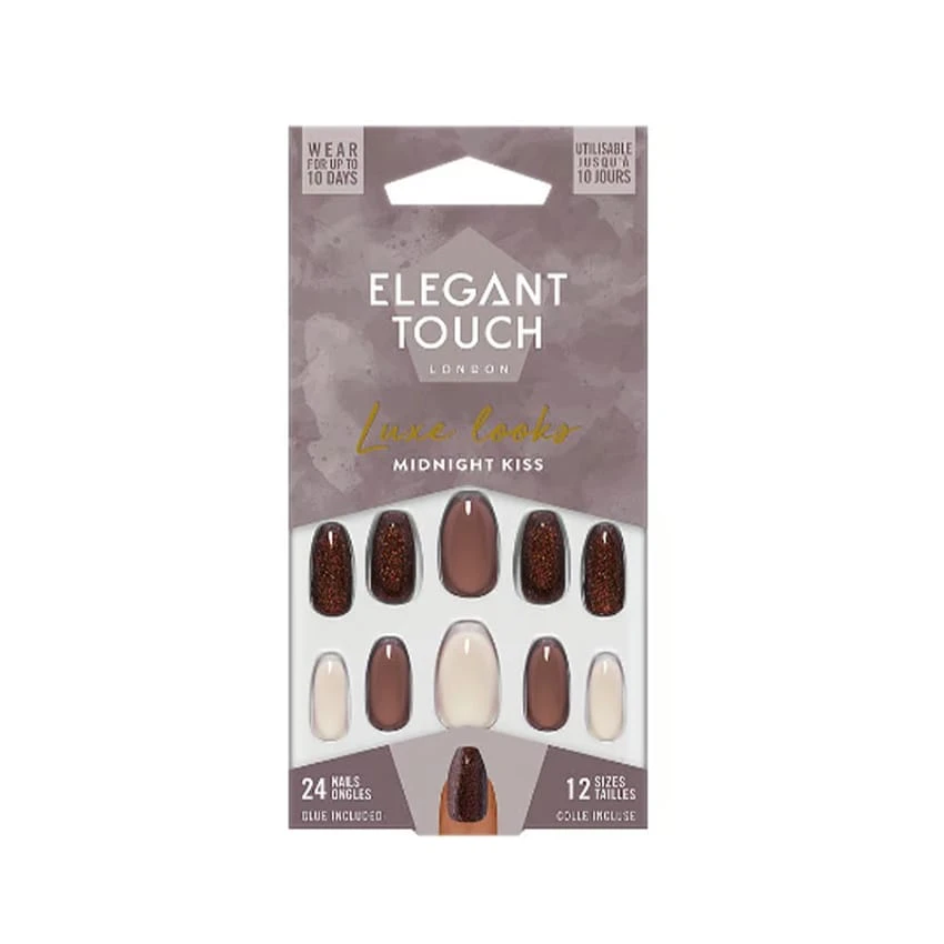 Elegant Touch Artificial Nails Midnight Kiss 24 Pieces 10 Sizes