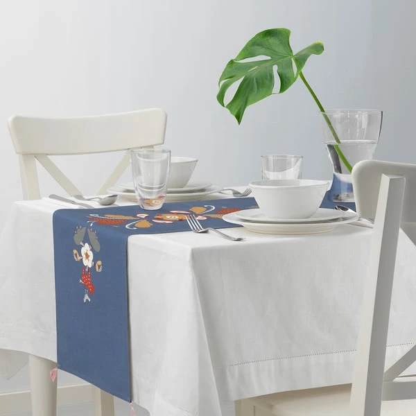Table-runner, blue/red,
