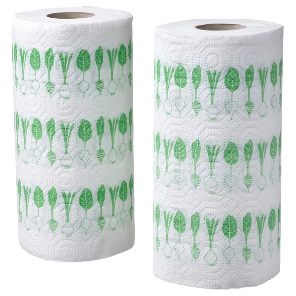 Kitchen roll, patterned bright green/white