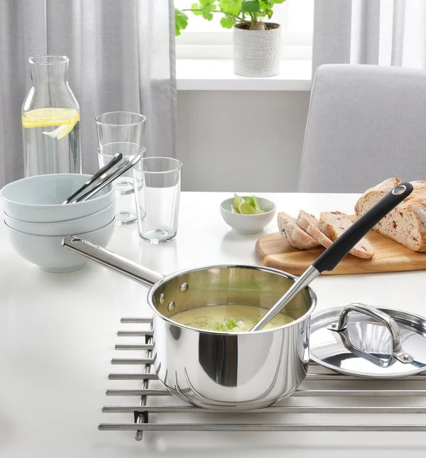 Saucepan with lid, stainless steel,