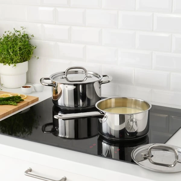 Saucepan with lid, stainless steel,