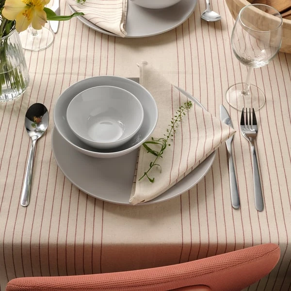 Tablecloth, stripe pattern red/natural,