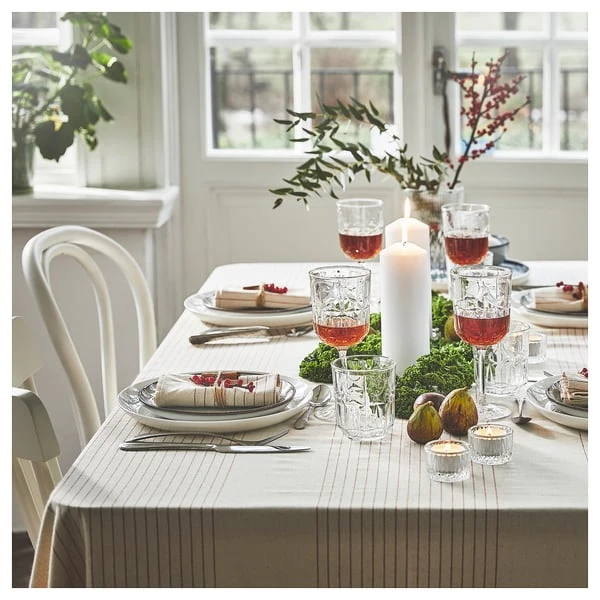 Tablecloth, stripe pattern red/natural,