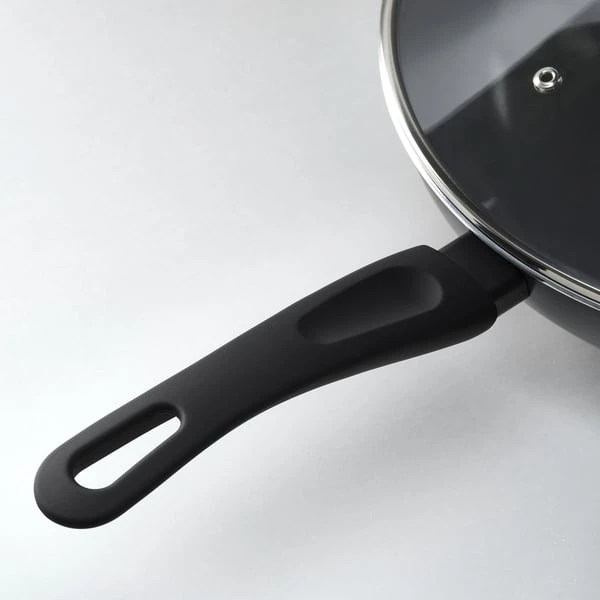 Wok with lid, non-stick coating black,