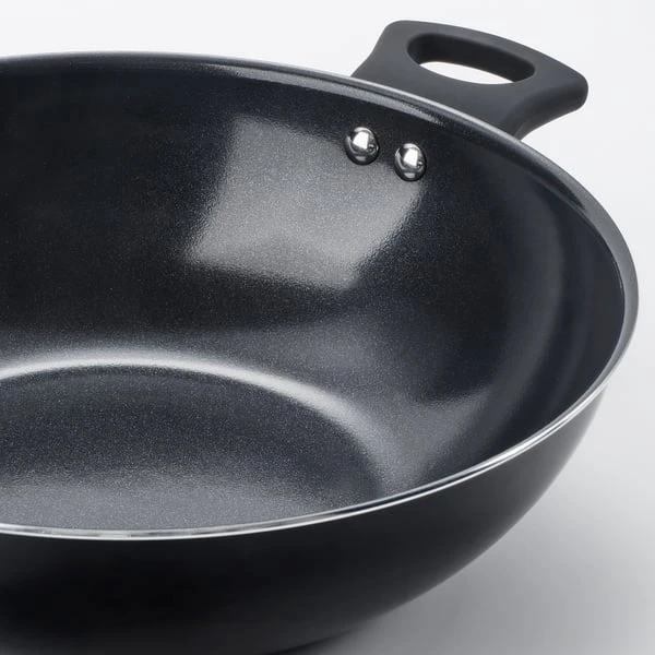 Wok with lid, non-stick coating black,