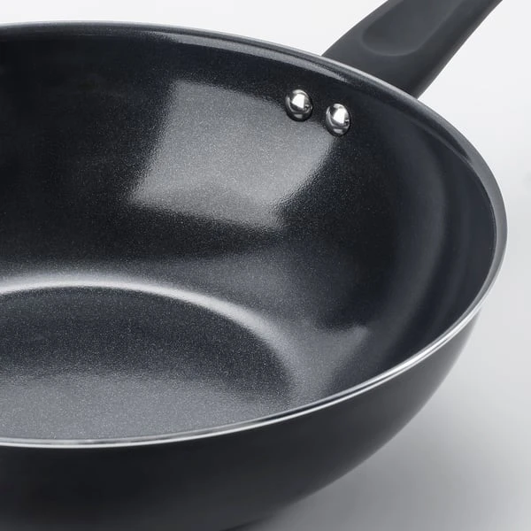 Wok with lid, non-stick coating black,