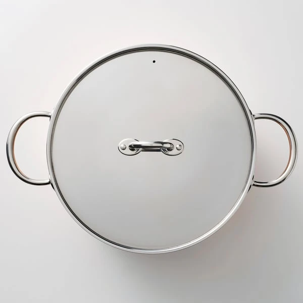 Pot with lid, copper/stainless steel,