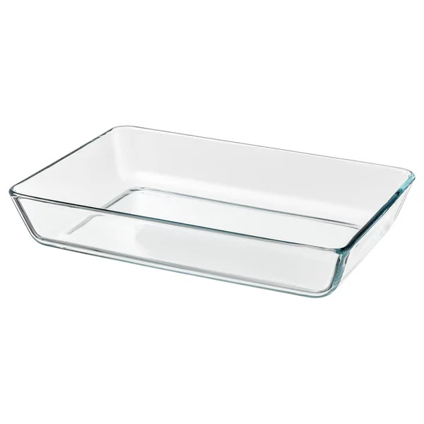 Oven/serving dish, clear glass,