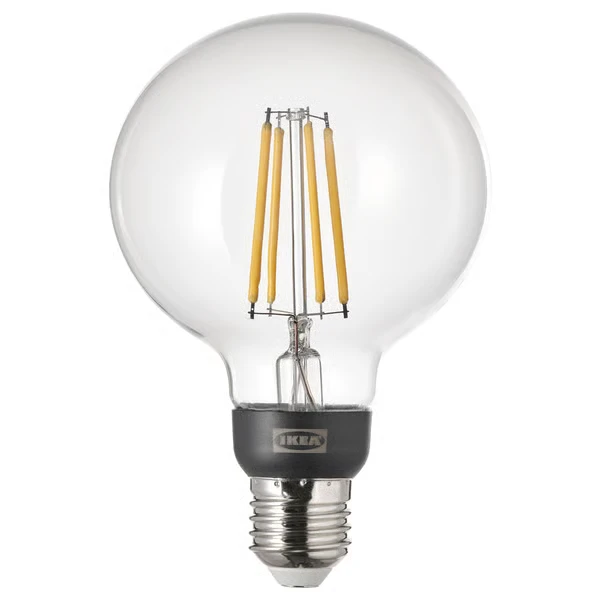 لمبة LED E27 470 لومن, ذكي قابل للخفت لاسلكي/أبيض دافىء كروي/شفاف