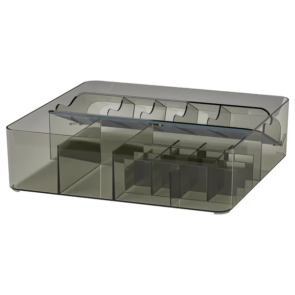 Box with compartments, grey,