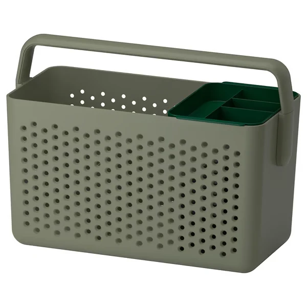 Storage basket, grey-green,