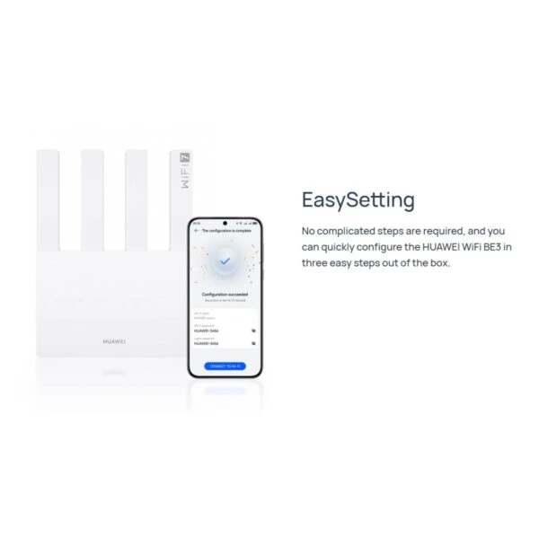 HUAWEI WiFi BE3 Extremely Fast Wi-Fi 7 With 3.6 Gbps BE3600 Dual-Band Router, WAN/LAN Auto Adaptation (1×2.5GE, 3xGE), EasySetting