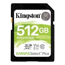 Kingston 512GB Canvas حدد بالإضافة إلى بطاقة ذاكرة SD [SDS2/512GB]