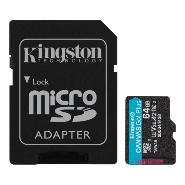 Kingston 64GB Canvas GO! بالإضافة إلى microSD - ما يصل إلى 200 ميجابايت/ثانية قراءة - SDCG4/64GB