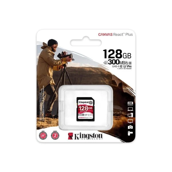 Kingston Canvas React Plus 128GB SD Support Full HD / 4K / 8K SDR2 / 128GB