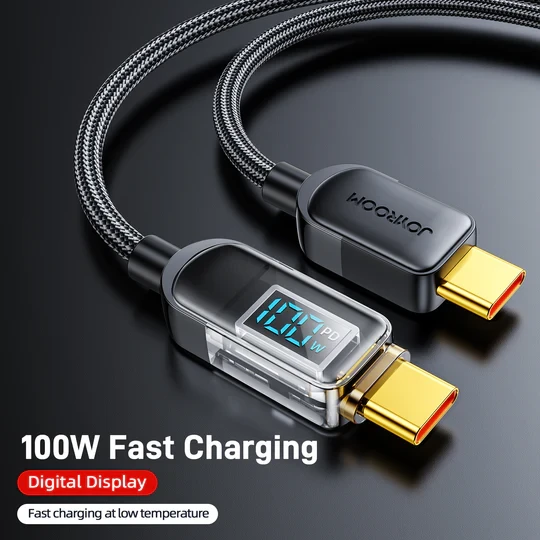 JOYROOM 100W Digital Display Fast Charging Data Cable 1.2m Type c to Type c Cable