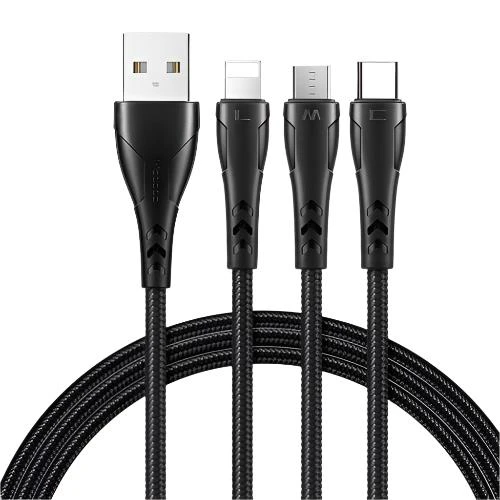 Mcdodo 3 in 1 USB to USB C Lightning Micro USB Cable 1.2m – Black