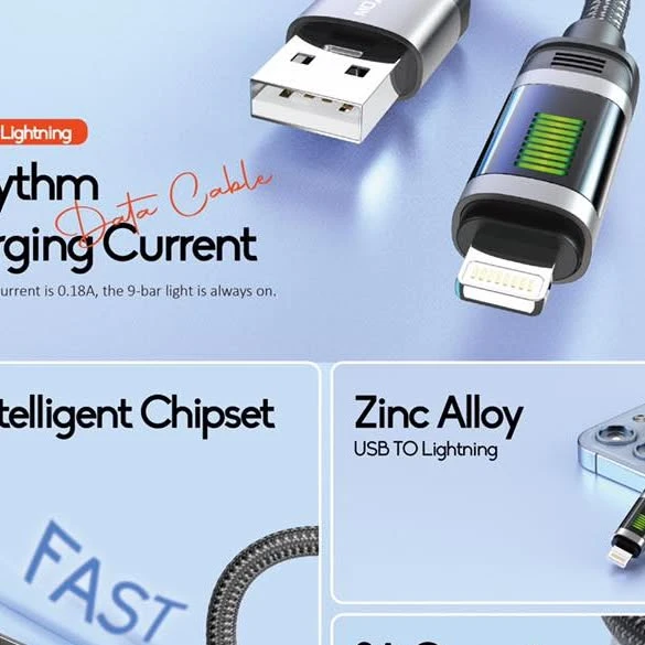 Moxom LX-CB898 LED Rhythm 3A Data Cable For Lightning