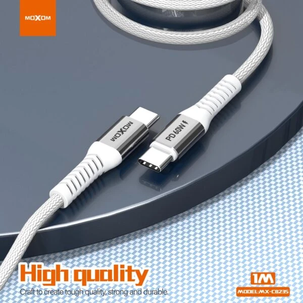 MOXOM MX-CB235 Nylon Woven Data Cable 60W PD (Type C) Super Fast Charging