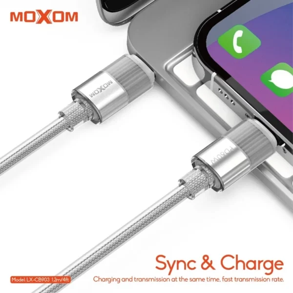 MOXOM Type C charging cable, Transparent Data Cable Fast Charging 60W, Type-C to C charging cable 1.2m.