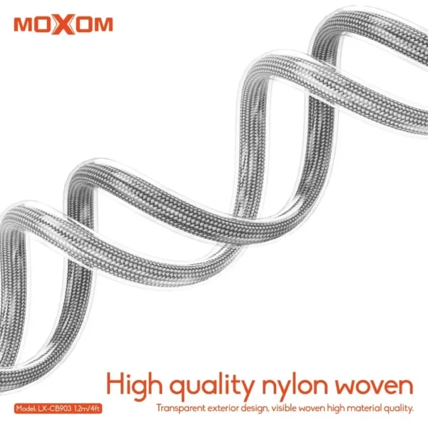 MOXOM Type C charging cable, Transparent Data Cable Fast Charging 60W, Type-C to C charging cable 1.2m.