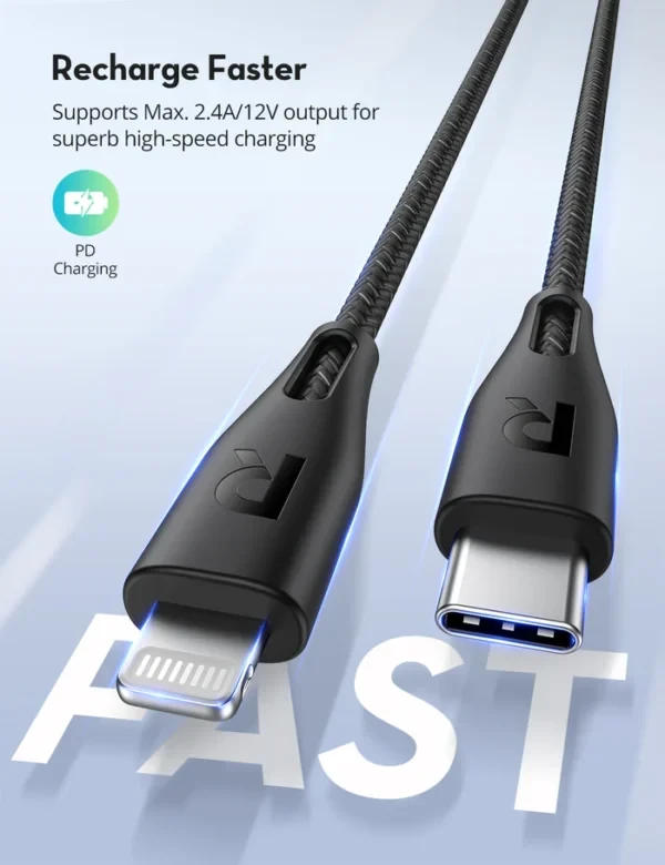 RAVPower RP-CB1018 Type-C to Lightning Cable 2m – Black