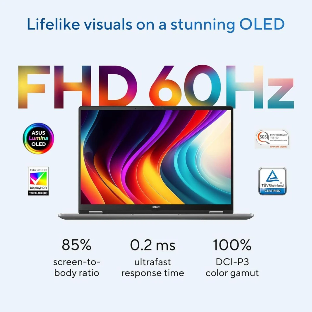 Laptop ASUS Vivobook 14 Flip (2025) NEW Intel Core™ Ultra 5 Processor 226V, Intel® Arc™ Graphics up to 40TOPS 14.0-inch Touch OLED WUXGA (1920 x 1200) w/ Stylus - Windows 11 Home