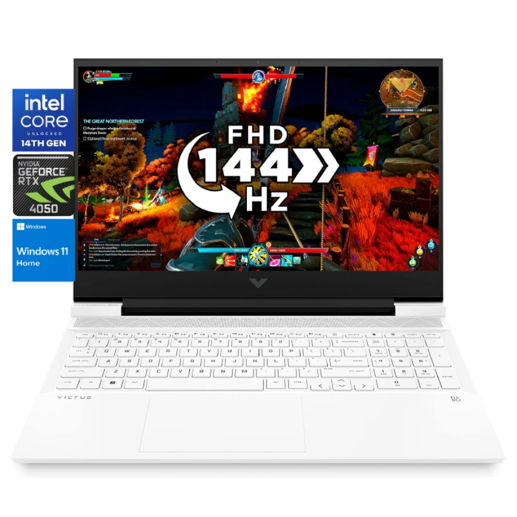 HP Victus Gaming Laptop 16-r1011ne 14th Gen Intel Core™ i7-14650HX Highest-Performance Processor, NVIDIA GeForce RTX™ 4050 6GB GDDR6 GPU 16.1" 144Hz FHD - Ceramic white