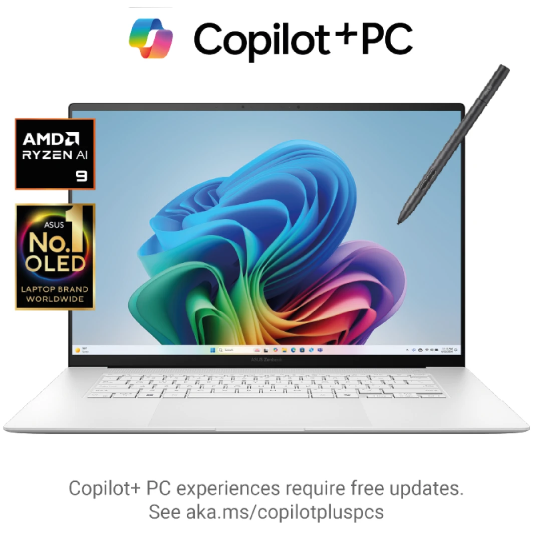 NEW Laptop ASUS Zenbook S 16 AMD Ryzen™ AI 9 HX 370 Processor AMD Ryzen™ AI Up to 80 TOPS 16" OLED 3K Touch with Pen - Scandinavian White