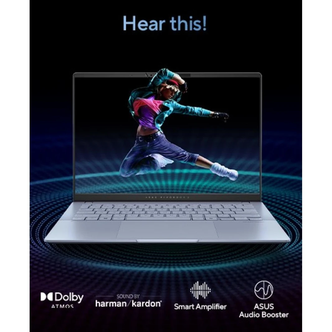 Laptop ASUS VivoBook S14 Super Light with Big Battery Core Ultra 7 256V Processor Intel® AI Boost 16GB LPDDR5X 1TB SSD 14" 3K OLED 120Hz (Mist Blue)