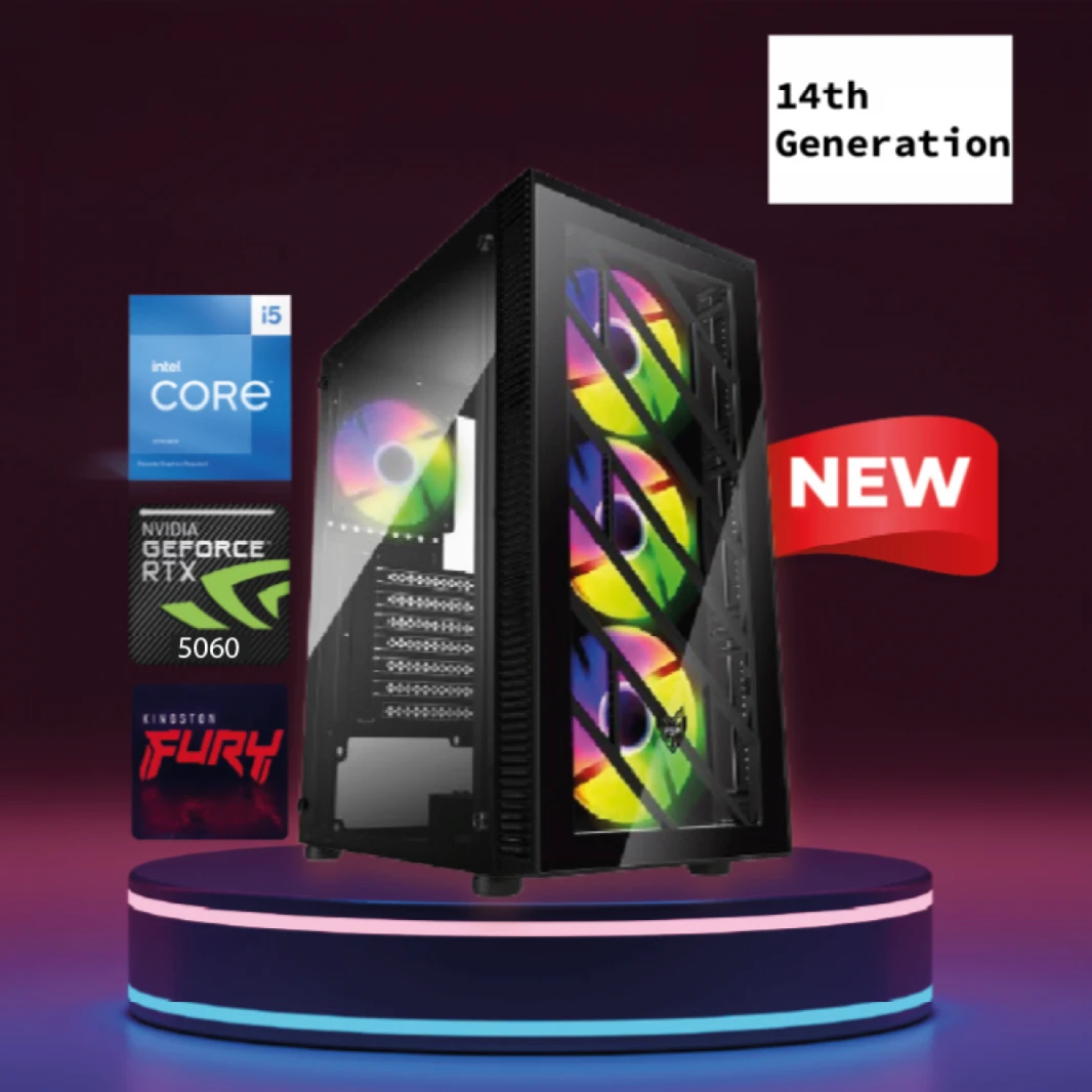 GTS 1 Gaming Desktop | Intel Core™ i5-14400F Processor NVIDIA GeForce RTX 5060 8GB GDDR7 16GB DDR4 3200MHz 1TB SSD NV3 6000MB/s - 14th Generation