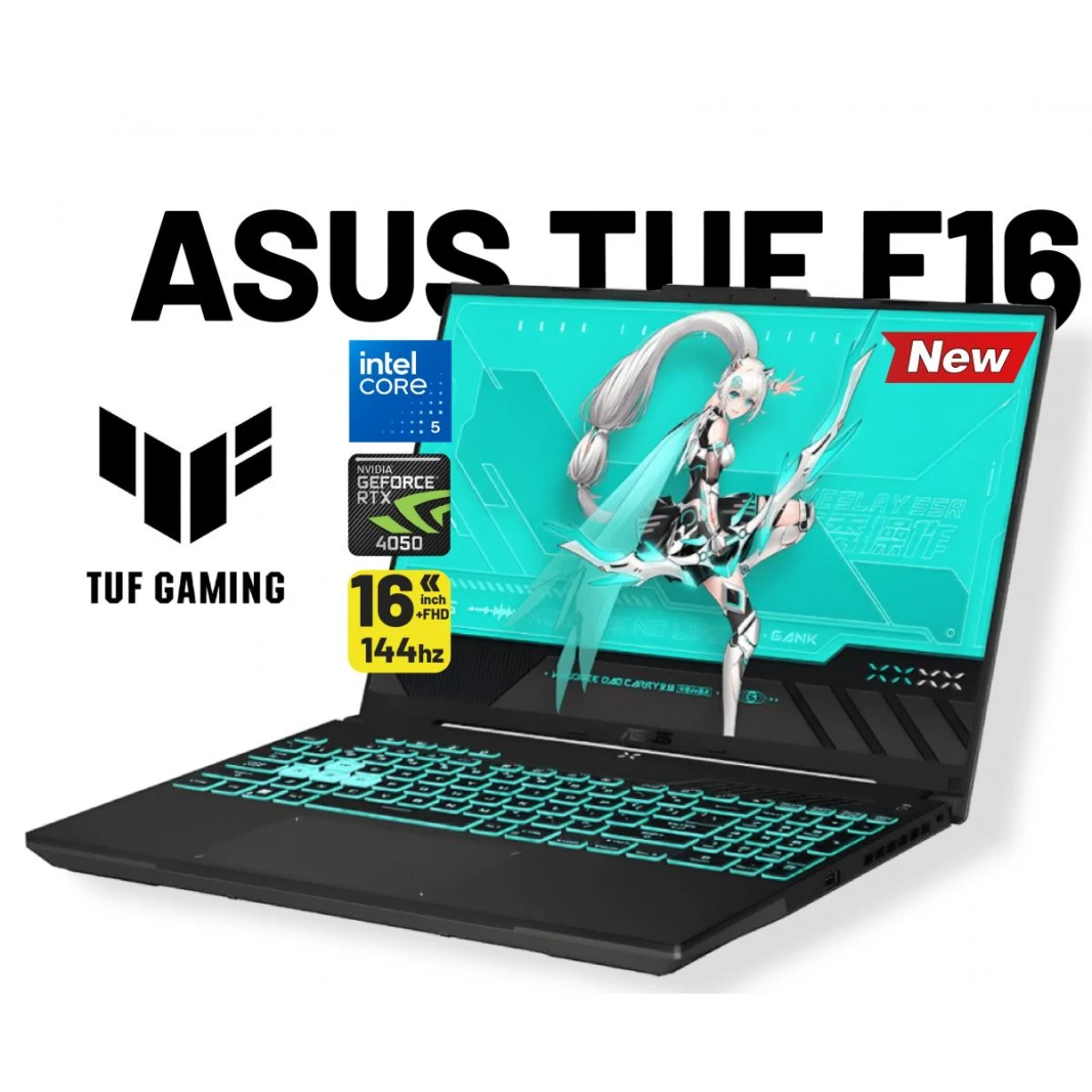 NEW ASUS TUF Gaming F16 FX607VU Intel® Core™ 5 Processor 210H 4.8 GHz NVIDIA® GeForce RTX™ 4050 Laptop GPU 6GB GDDR6 (194 AI TOPs) 16-inch FHD+ 144Hz