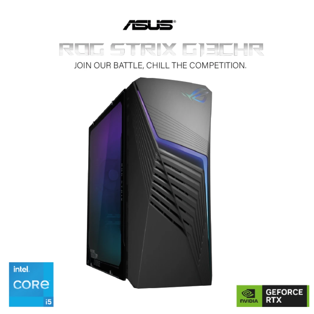 Desktop Gaming ASUS ROG G13CHR | Intel® Core™ i5-14400F Processor Air Cooler, NVIDIA® GeForce® RTX3050 8GB GDDR6 16GB DDR5 WIFI & Bluetooth Integrated - 2 Years Warranty