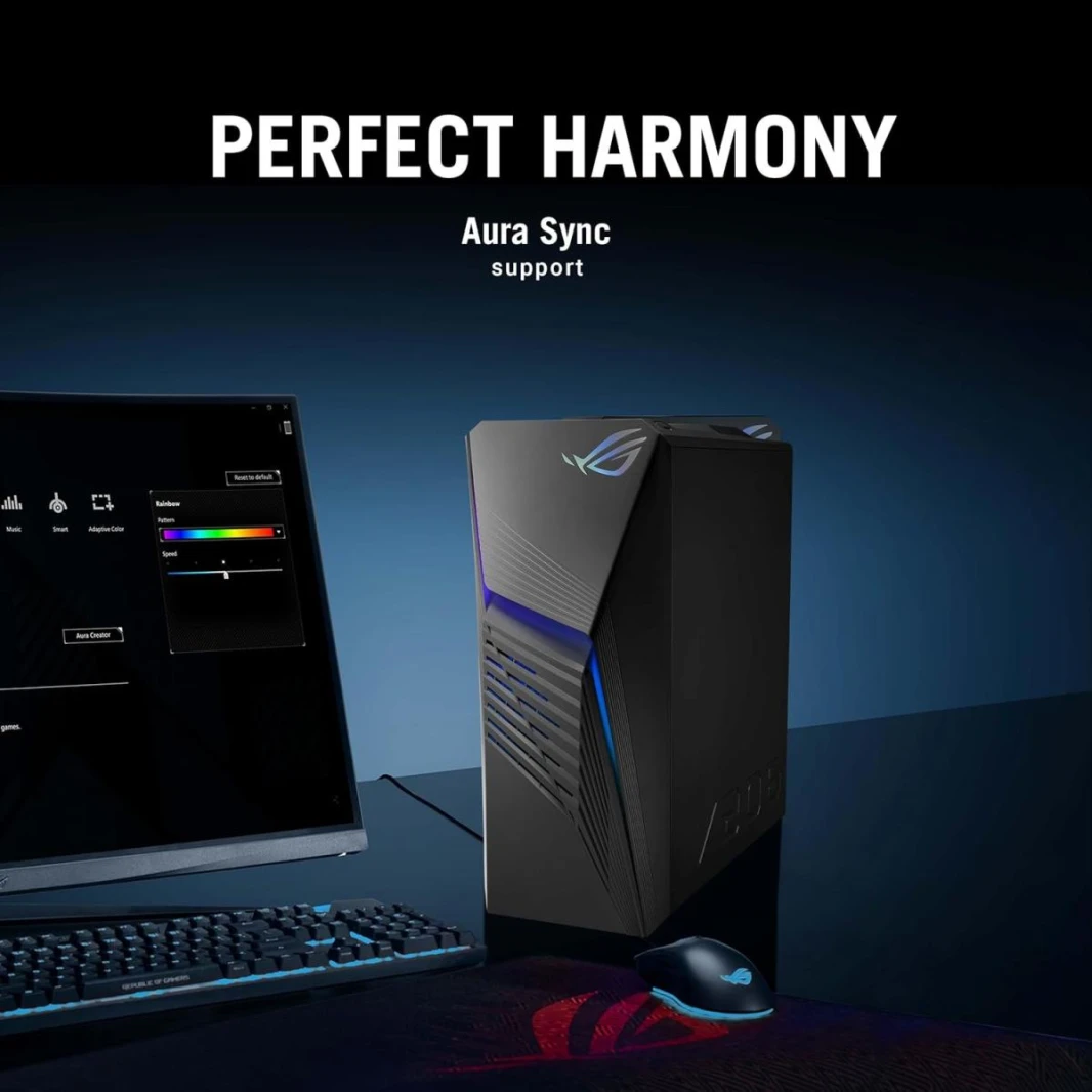 Desktop Gaming ASUS ROG G13CHR | Intel® Core™ i5-14400F Processor Air Cooler, NVIDIA® GeForce® RTX3050 8GB GDDR6 16GB DDR5 WIFI & Bluetooth Integrated - 2 Years Warranty