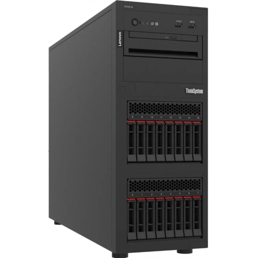 Lenovo ThinkSystem ST250 V2 Server Intel® Xeon® E-2378G Processor up to 4.8GHz 8 Cores 32GB Ram Memory Enterprise-Level Tower Server
