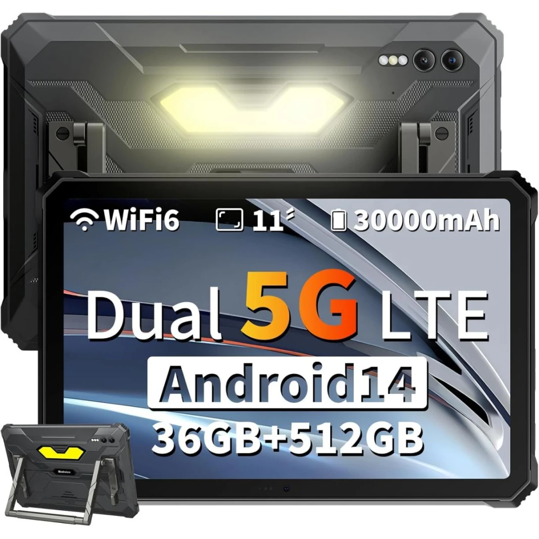 Blackview Rugged Tablet Active 10Pro,10.36 inch 2.4K FHD Dual 5G SIM 30000mAh with 400lm Camping Light,36GB+512GB,Android 15 Waterproof Tablet,108MP+20MP IR Night Vision Camera,WiFi, GPS, OTG, NFC