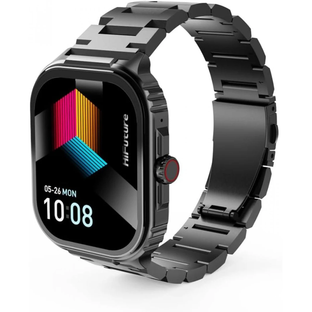 HiFuture Ultra3 PRO Premium Stainless Steel Smart Calling Watch, 2.0" AMOLED Display, IP68 Waterproof, Enhanced Monitoring - Silver Black - 18 Month Warranty