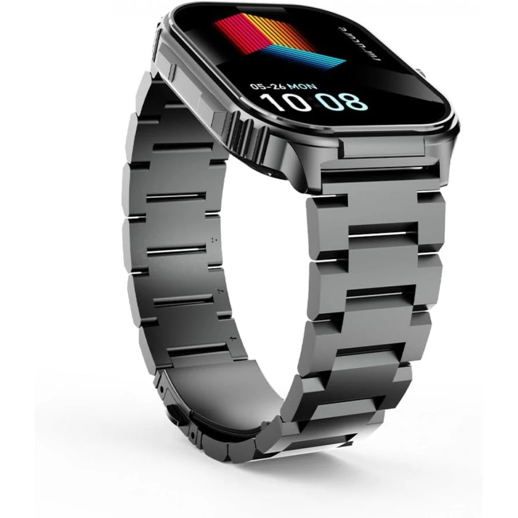 HiFuture Ultra3 PRO Premium Stainless Steel Smart Calling Watch, 2.0" AMOLED Display, IP68 Waterproof, Enhanced Monitoring - Silver Black - 18 Month Warranty