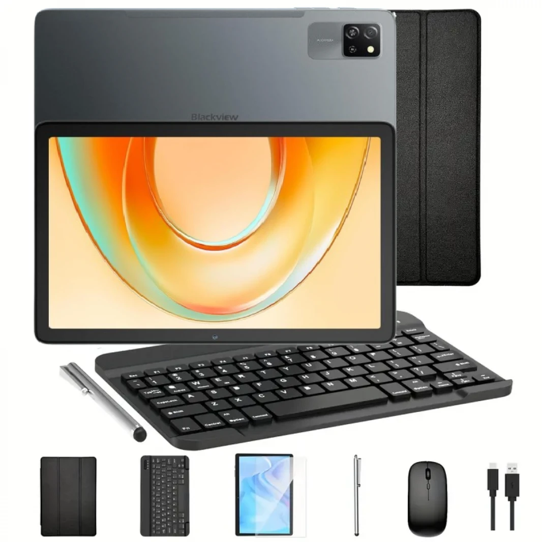 Blackview Tab 60 PRO Android 15 Tablet, 24GB+128GB, 10.1'' HD+ Display, 7700mAh Battery, Dual 4G SIM WIFI 5, 5MP+13MP Camera, 8.5mm Ultra Slim, Dual Speaker, W/ Keyboard, Mouse, Cover, Pen