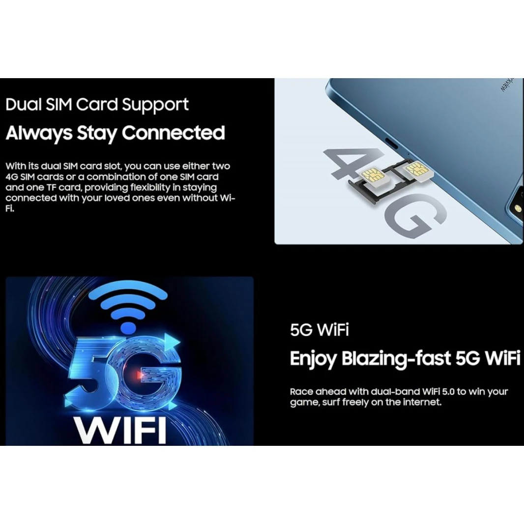 Blackview Tab 60 PRO Android 15 Tablet, 24GB+128GB, 10.1'' HD+ Display, 7700mAh Battery, Dual 4G SIM WIFI 5, 5MP+13MP Camera, 8.5mm Ultra Slim, Dual Speaker, W/ Keyboard, Mouse, Cover, Pen