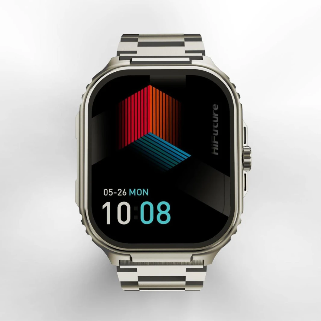 HiFuture Ultra3 PRO Premium Stainless Steel Smart Calling Watch, 2.0" AMOLED Display, IP68 Waterproof, Enhanced Monitoring - Silver - 18 Month Warranty