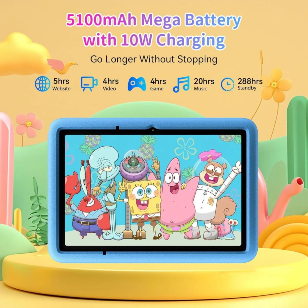 Blackview Kids Tablet,10 inch,12GB+128GB, 5G WiFi,Widevine L1,Parent Control,Kids Space for Toddler,Android 14, Tab A6Kids with case (Pink)