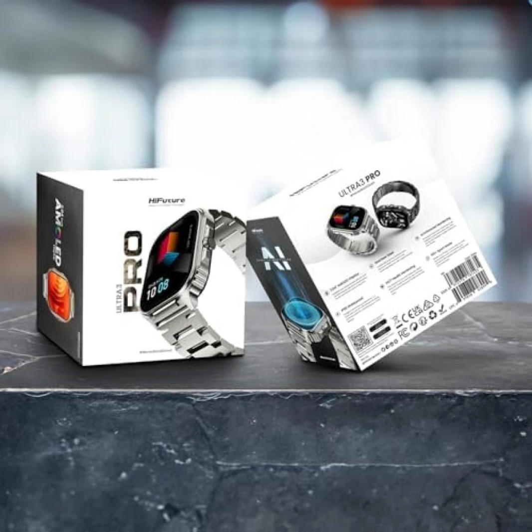 HiFuture Ultra3 PRO Premium Stainless Steel Smart Calling Watch, 2.0" AMOLED Display, IP68 Waterproof, Enhanced Monitoring - Silver - 18 Month Warranty