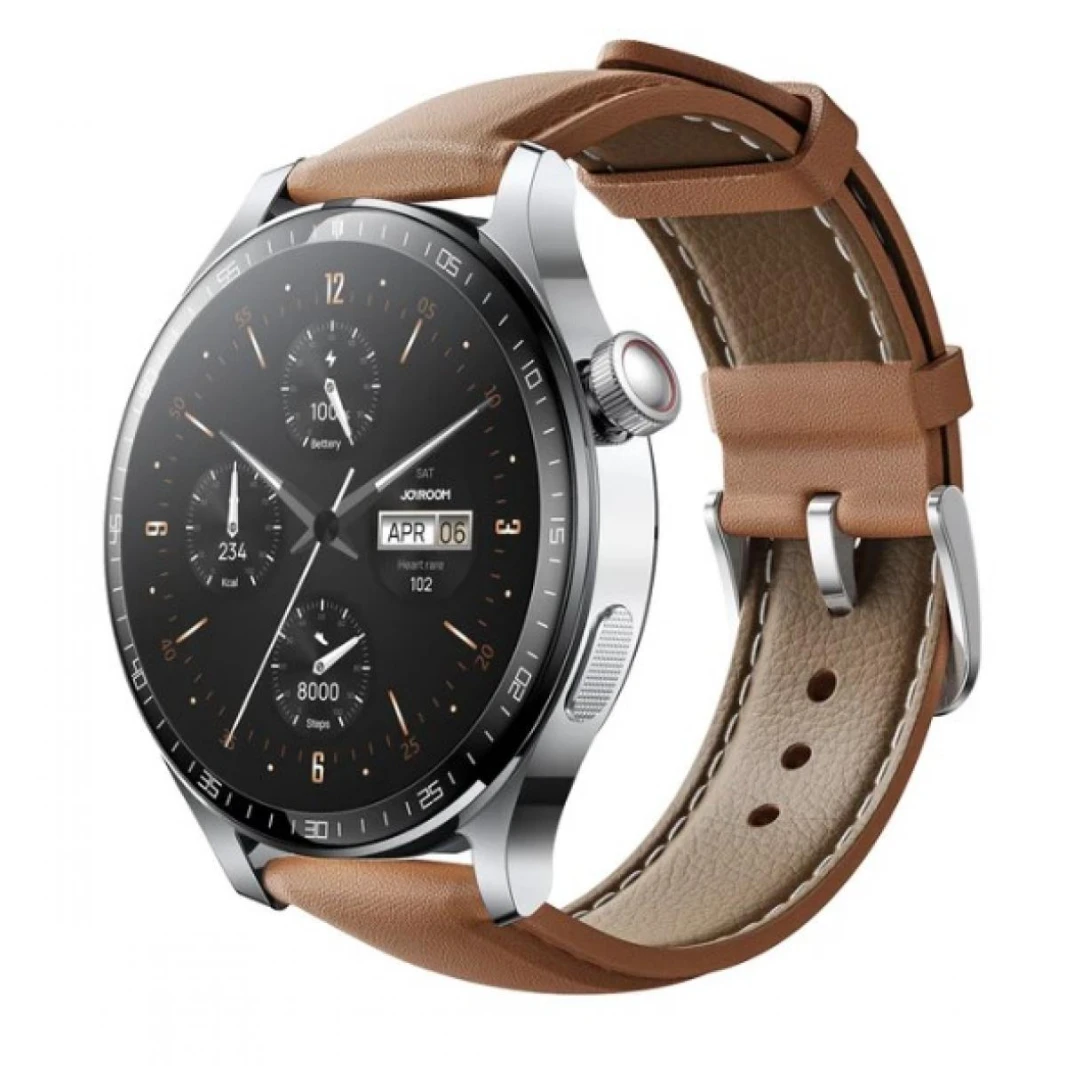 Joyroom JR-FC2 Pro Classic Series Smart Watch (Make/Answer Call) Black with Extra leather Black band IOS, Andriod (Brown) - 18 Month Warranty