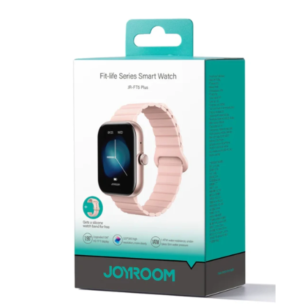 JOYROOM JR-FT5 Plus Fit-Life Series Smart Watch (Answer/Make Call) Black Apple IOS, Android - Silver - 18 Months Warranty - Pink