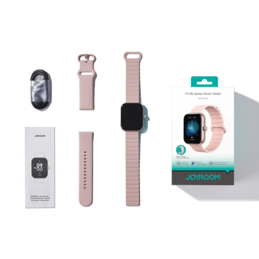 JOYROOM JR-FT5 Plus Fit-Life Series Smart Watch (Answer/Make Call) Black Apple IOS, Android - Silver - 18 Months Warranty - Pink