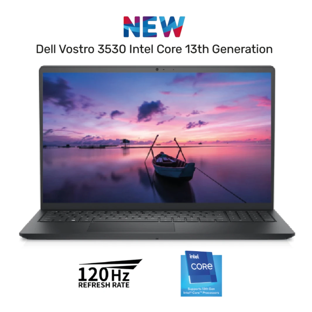 NEW Laptop Dell Vostro 3530 Intel Core i7-1355U 10 Up to 5.0GHz Processor 16GB DDR4 (Customized), 512GB SSD, 15.6" FHD 120Hz - 13th Generation  / Black
